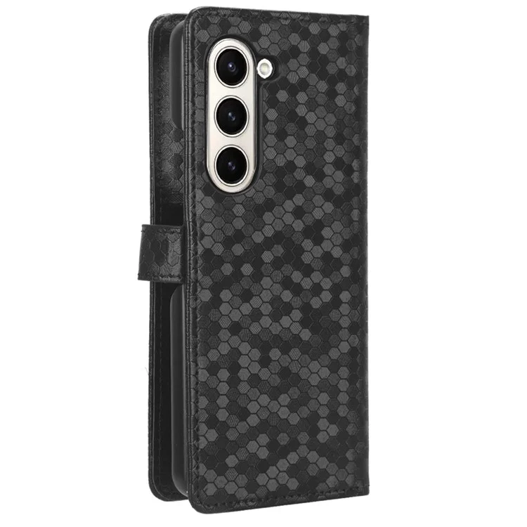 Para Samsung Galaxy Z Fold6 5G Wallet Case Dot Pattern PU Leather Phone Cover - Preto