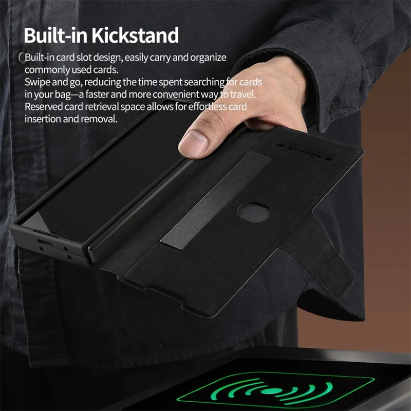 NILLKIN Pour Samsung Galaxy Z Fold6 5G Étui Coque Rabat PU + PC Design Support - Noir