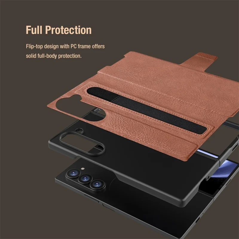 NILLKIN Pour Samsung Galaxy Z Fold6 5G Étui Coque Rabat PU + PC Design Support - Noir