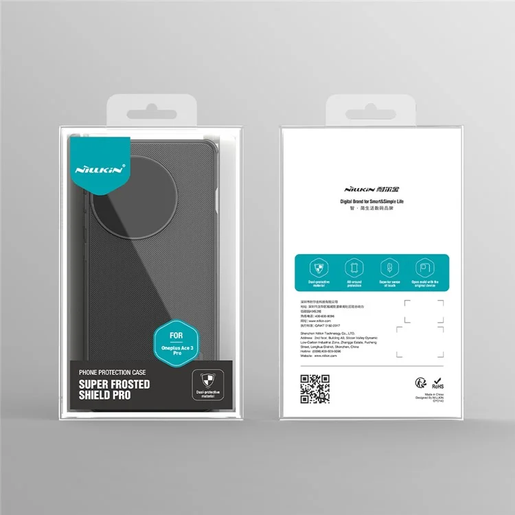 NILLKIN Super Frosted Shield Pro Per OnePlus Ace 3 Pro 5G Custodia Matte PC+TPU Cover Telefono - Nero