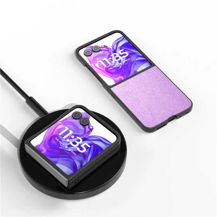 ABEEL For Motorola Razr 50 5G Funda Brillo Cuero PU+PC Cubierta del Teléfono - Púrpura