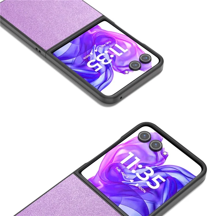 ABEEL For Motorola Razr 50 5G Funda Brillo Cuero PU+PC Cubierta del Teléfono - Púrpura
