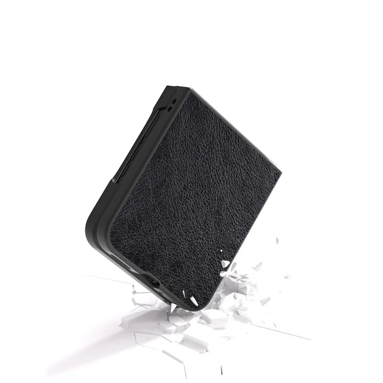 ABEEL Pour Motorola Razr 50 Ultra 5G Étui Texture Litchi Cuir PU+PC Housse de Téléphone - Noir
