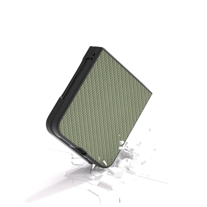 ABEEL For Motorola Razr 50 Ultra 5G Phone Case Carbon Fiber Texture PU+PC Cover - Green