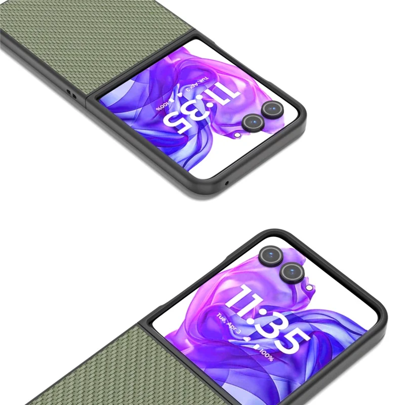 ABEEL For Motorola Razr 50 Ultra 5G Phone Case Carbon Fiber Texture PU+PC Cover - Green