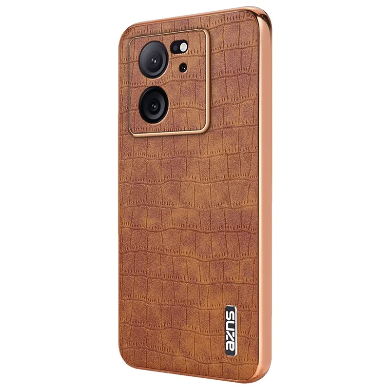 AZNS Para Xiaomi Redmi K60 Ultra / 13T / 13T Pro Case Textura de Crocodilo Eletroplacagem PU+TPU Capa de Telefone - Marrom