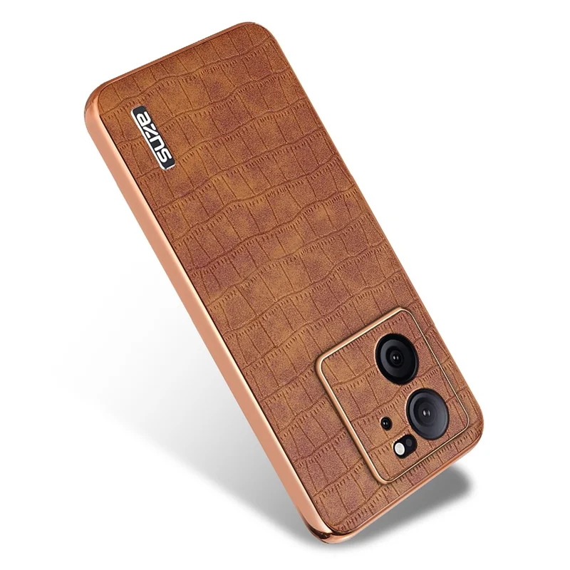 AZNS Para Xiaomi Redmi K60 Ultra / 13T / 13T Pro Case Textura de Crocodilo Eletroplacagem PU+TPU Capa de Telefone - Marrom