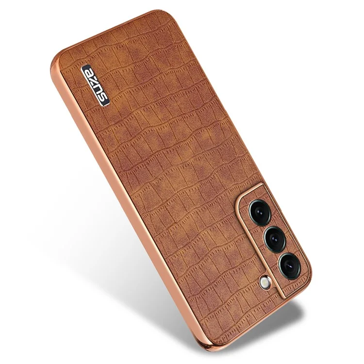 AZNS For Samsung Galaxy S22 5G Case PU+TPU Shockproof Phone Cover - Brown