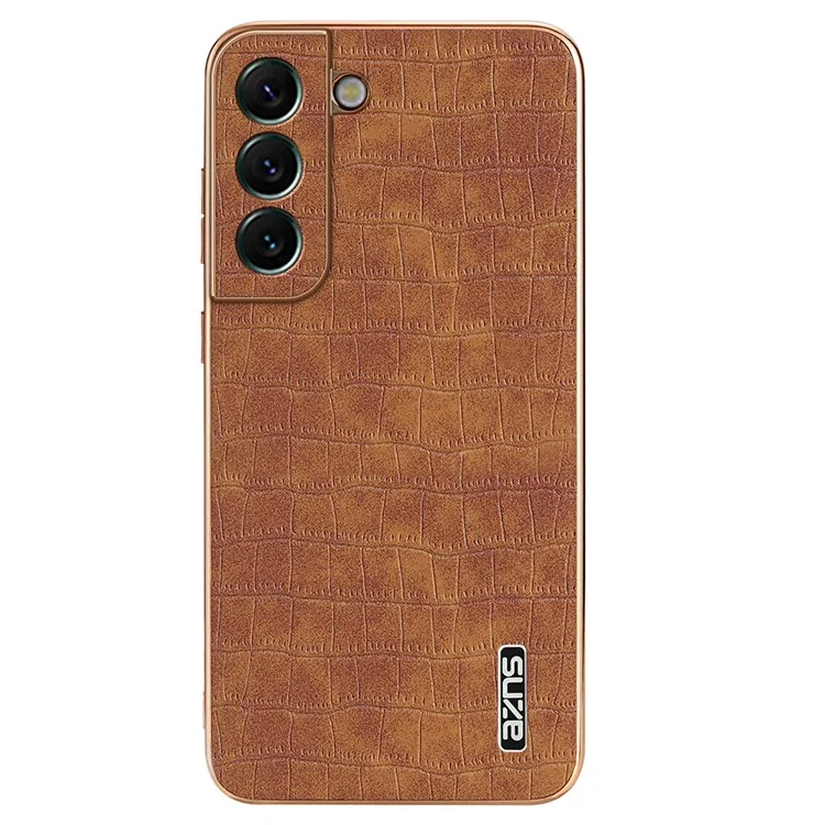 AZNS For Samsung Galaxy S22 5G Case PU+TPU Shockproof Phone Cover - Brown