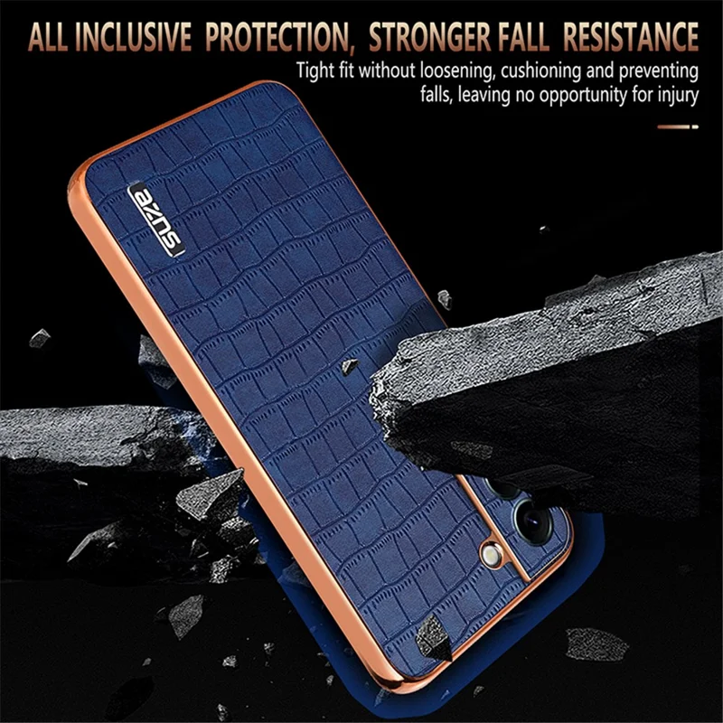 AZNS For Samsung Galaxy S22 5G Case PU+TPU Shockproof Phone Cover - Blue