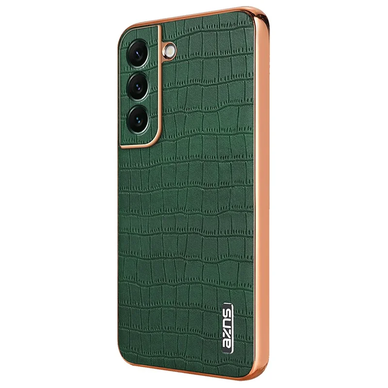 AZNS For Samsung Galaxy S22+ 5G Case Crocodile Texture PU+TPU Anti-Drop Phone Cover - Green