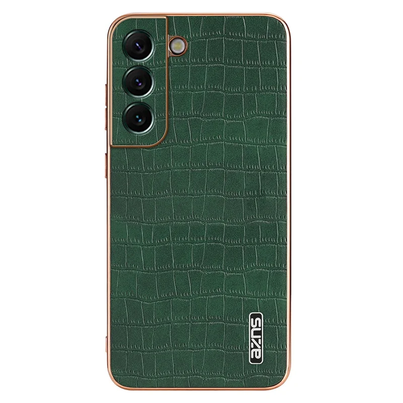 AZNS For Samsung Galaxy S22+ 5G Case Crocodile Texture PU+TPU Anti-Drop Phone Cover - Green
