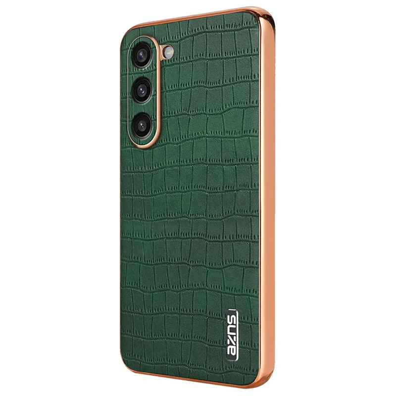 AZNS For Samsung Galaxy S23 Case Crocodile Texture PU+TPU Electroplating Phone Cover - Green