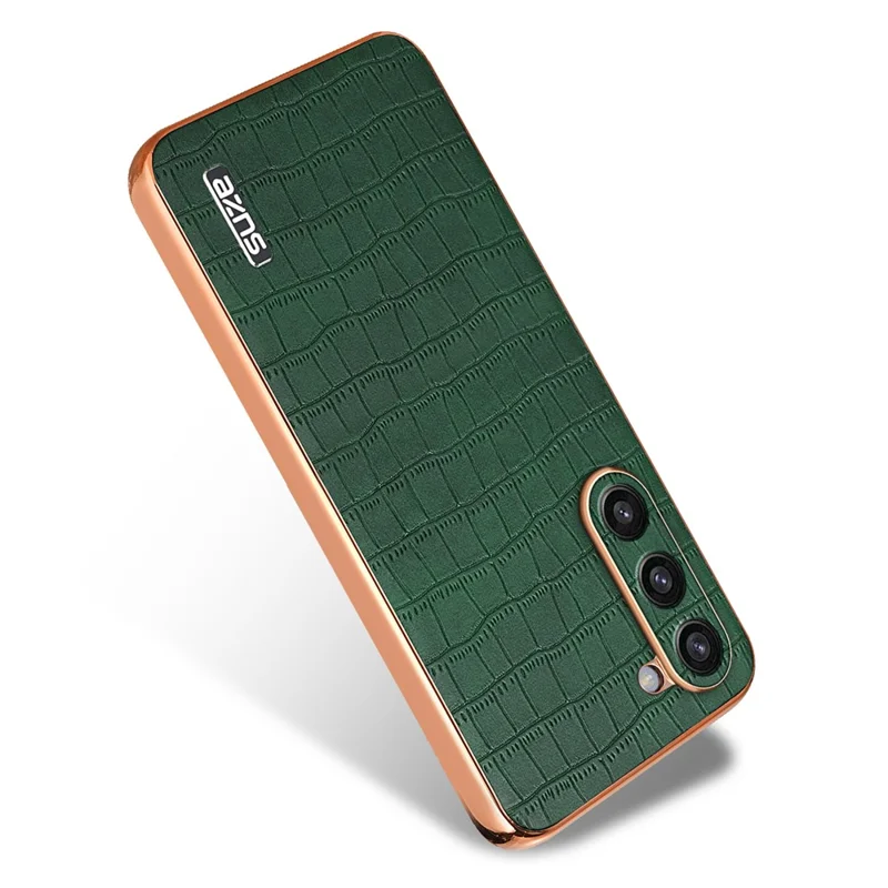 AZNS For Samsung Galaxy S23 Case Crocodile Texture PU+TPU Electroplating Phone Cover - Green