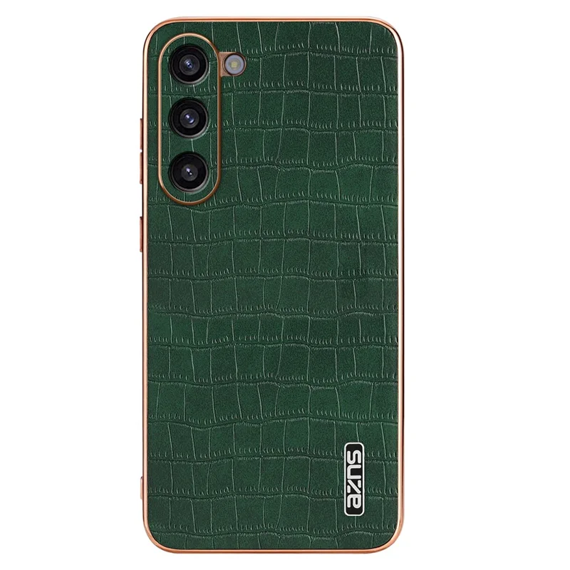 AZNS For Samsung Galaxy S23 Case Crocodile Texture PU+TPU Electroplating Phone Cover - Green