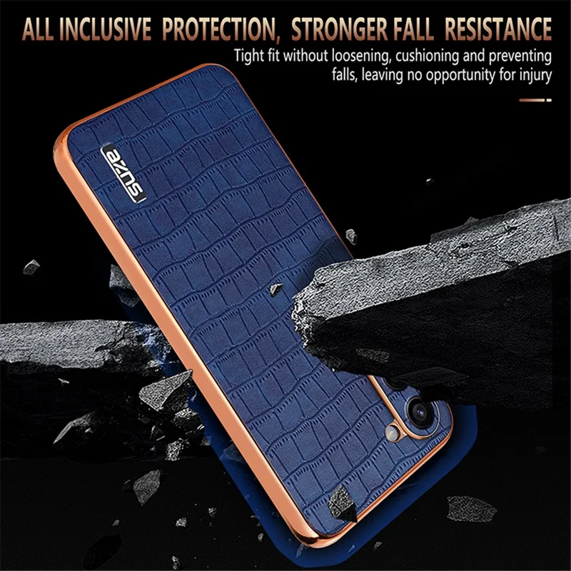AZNS For Samsung Galaxy S23 Case Crocodile Texture PU+TPU Electroplating Phone Cover - Green