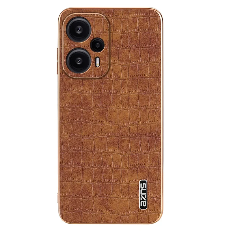 AZNS Per Xiaomi Redmi Note 12 Turbo / Poco F5 5G Custodia Elettroplaccatura PU+TPU Cover Telefonica - Marrone