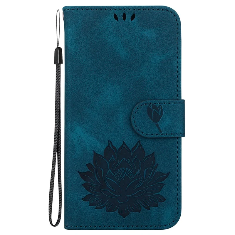 Pour Motorola Edge (2024) 5G Étui portefeuille pour téléphone Lotus Imprimer Étui en cuir debout - Bleu