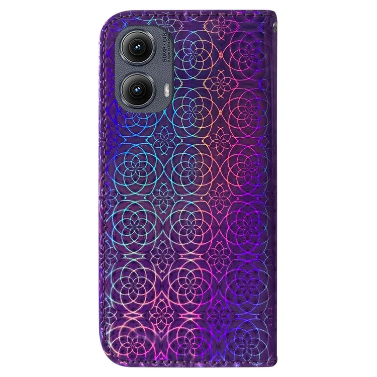 Pour Motorola Edge (2024) 5G Stand Case Dazzling Flower Leather Phone Cover - Violet