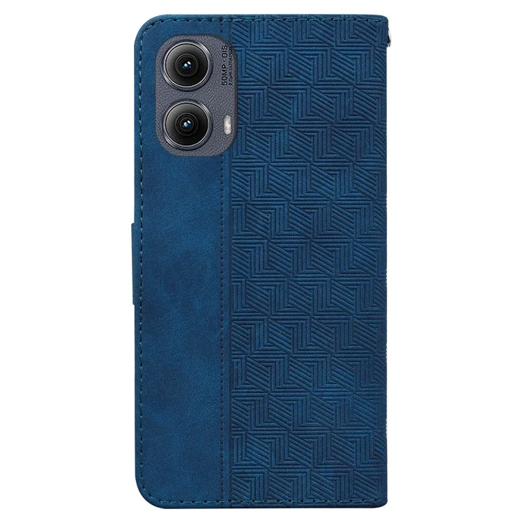 Für Motorola Edge (2024) 5G-Hülle Geometriemuster Ledergeldbörse Handyhülle - Blau