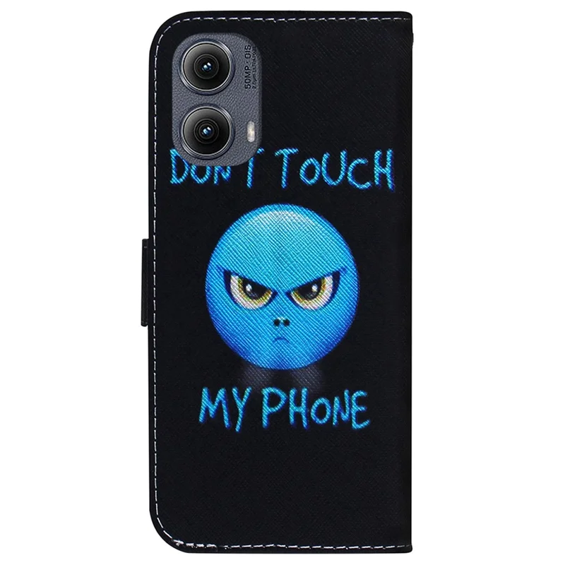 For Motorola Edge (2024) 5G Wallet Case Pattern Print Leather Phone Cover - Don't Touch My Phone