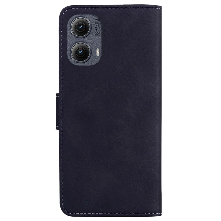 Für Motorola Edge (2024) 5G Wallet Case Einfarbiges Leder Handyhülle - Schwarz