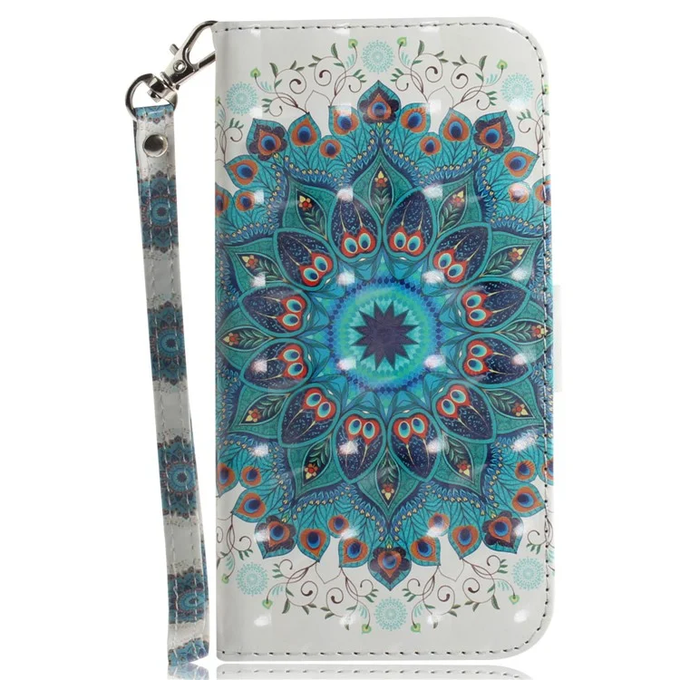Per Motorola Edge (2024) 5G Wallet Case 3D Pattern Print Leather Flip Phone Cover - Peacock Wreath
