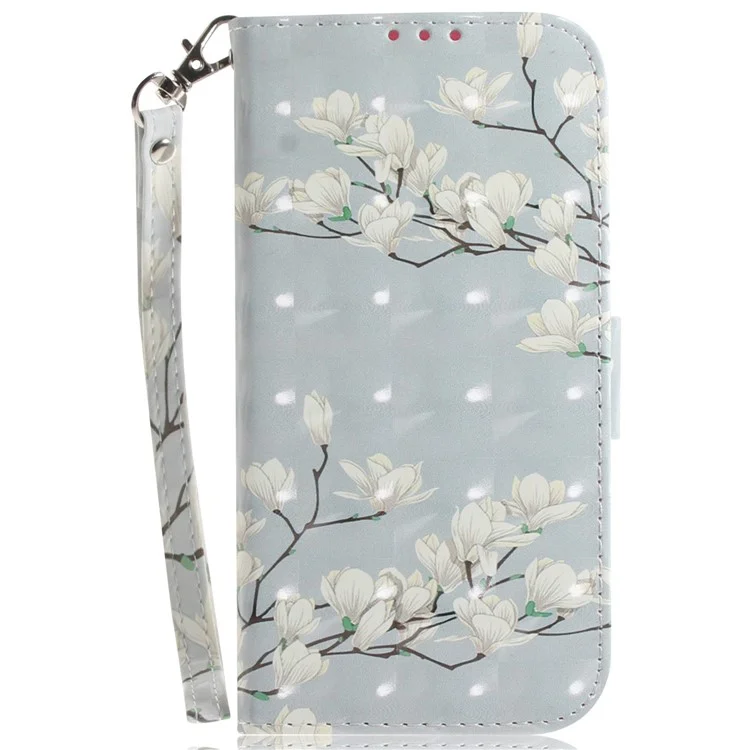 For Motorola Edge (2024) 5G Wallet Case 3D Pattern Print Leather Flip Phone Cover - Magnolia