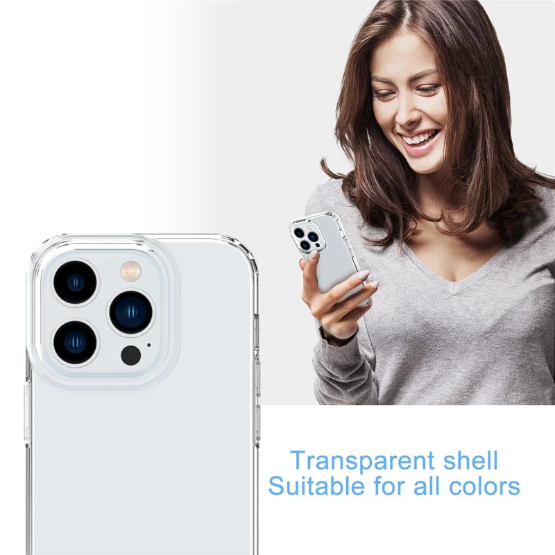 GW18 для iPhone 14 Pro Гибкий TPU прозрачный чехол для телефона Усиленная защита от ударов - Прозрачный