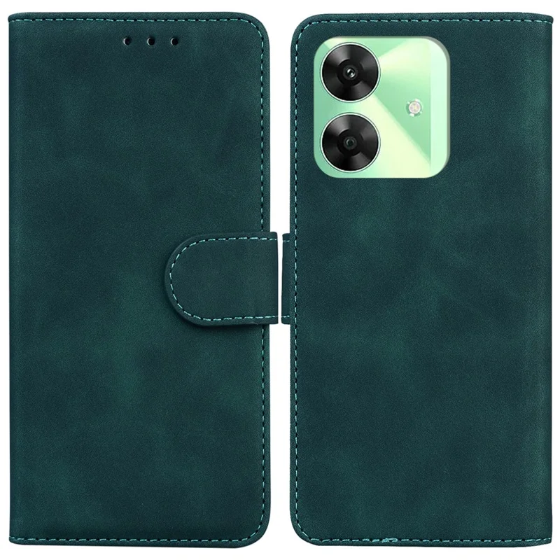 For Realme Note 60x 4G / C63 4G / C61 4G / Narzo N63 4G Wallet Case Solid Color Leather Phone Cover - Green