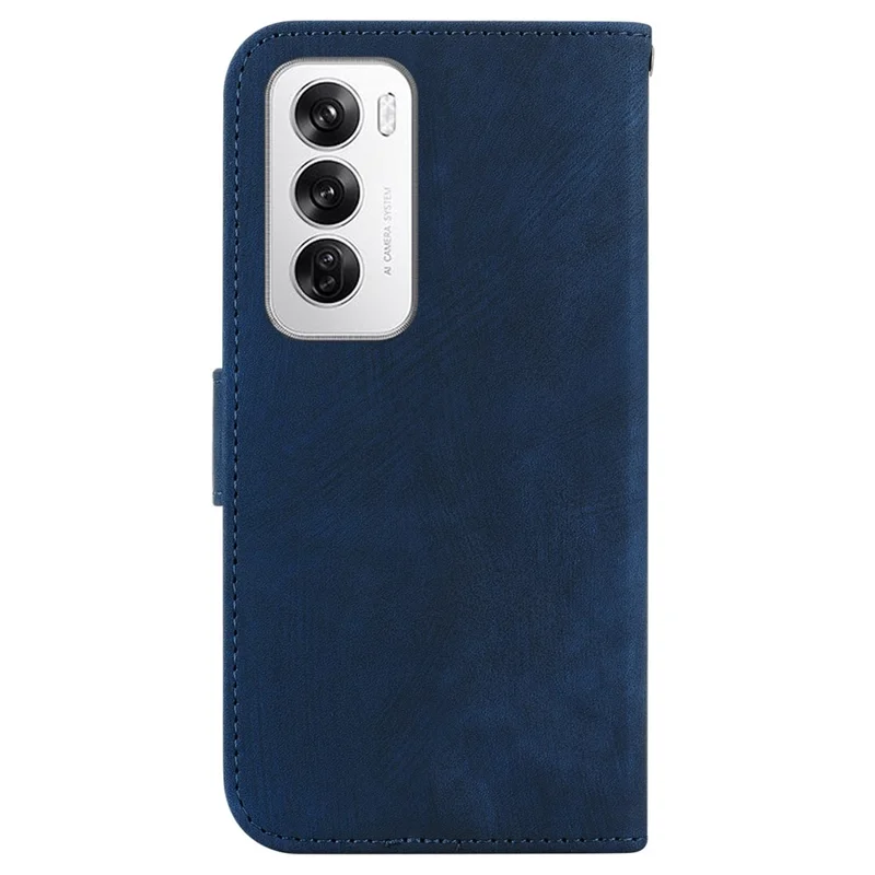 Para Oppo Reno12 5G (Global) Capa Cute Tiger Imprint Leather Wallet Phone Cover - Azul Escuro