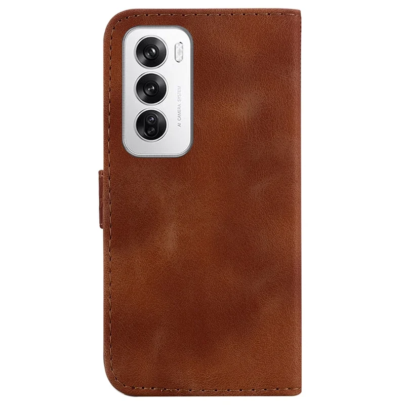 For Oppo Reno12 5G (Global) Case 7-Shaped Pattern Imprint Leather Phone Cover - Brown