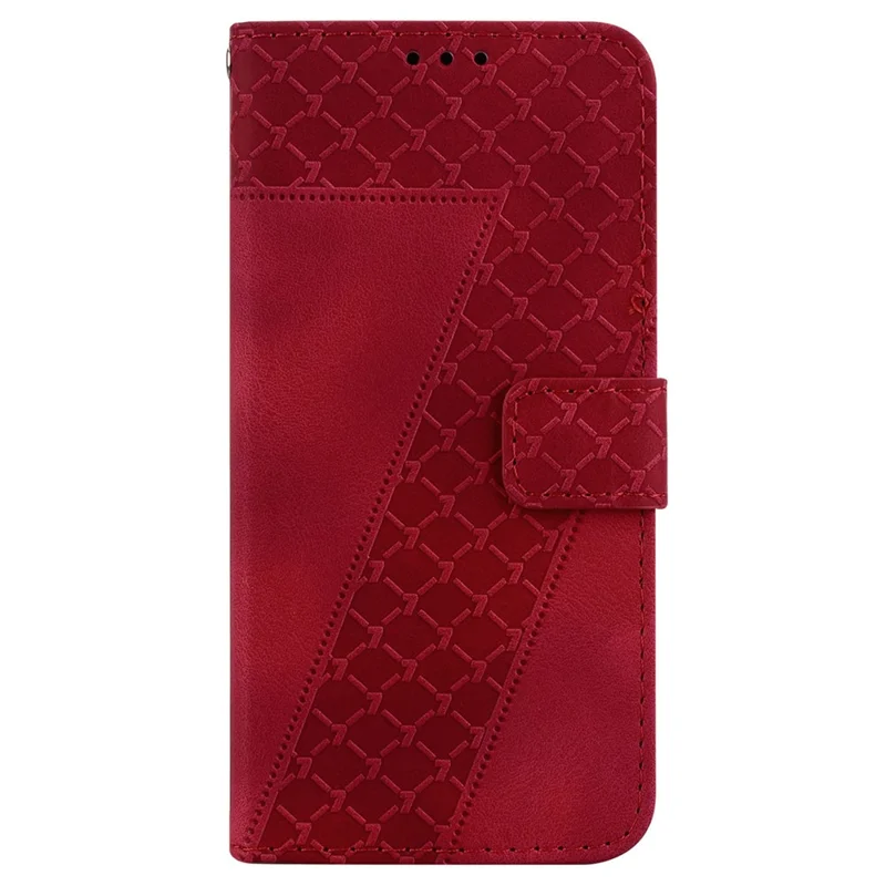 For Oppo Reno12 5G (Global) Case 7-Shaped Pattern Imprint Leather Phone Cover - Red