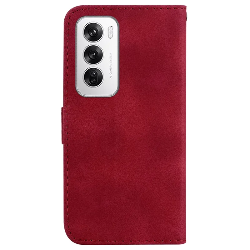 For Oppo Reno12 5G (Global) Case 7-Shaped Pattern Imprint Leather Phone Cover - Red