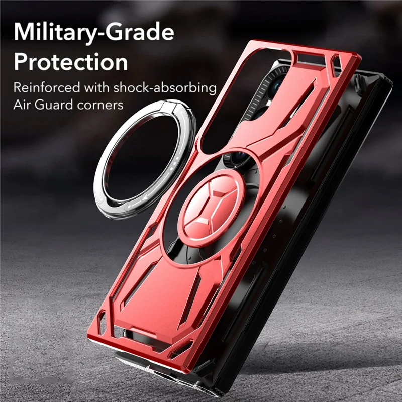 Pour Samsung Galaxy S24 Ultra Kickstand Case TPU+PC Phone Cover Compatible avec MagSafe - Rouge