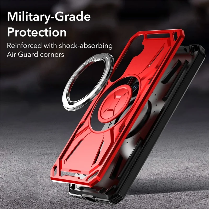 For Samsung Galaxy A35 5G Magnetic Case TPU+PC Kickstand Phone Cover - Black