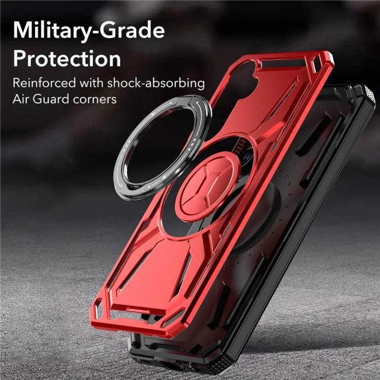 For Samsung Galaxy A25 5G (Global) (161.0 X 76.5 X 8.3mm) Magnetic Case Kickstand Hybrid Phone Cover - Red