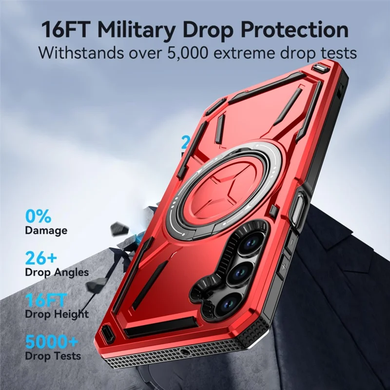 For Samsung Galaxy A15 4G / 5G Magnetic Case Kickstand TPU+PC Phone Cover - Red