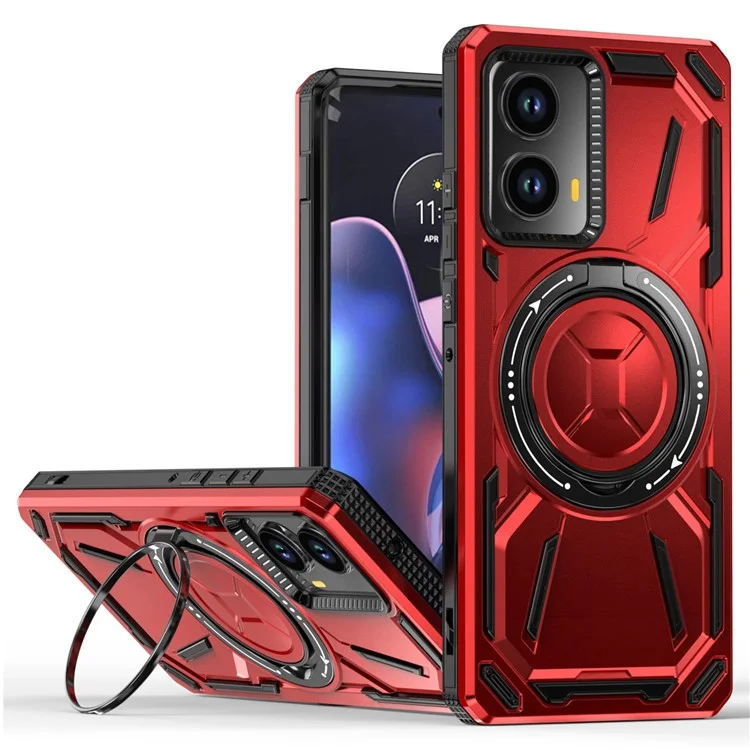 Pour Motorola Edge (2024) 5G Étui Compatible avec MagSafe Support Kickstand TPU+PC Housse de Téléphone - Rouge