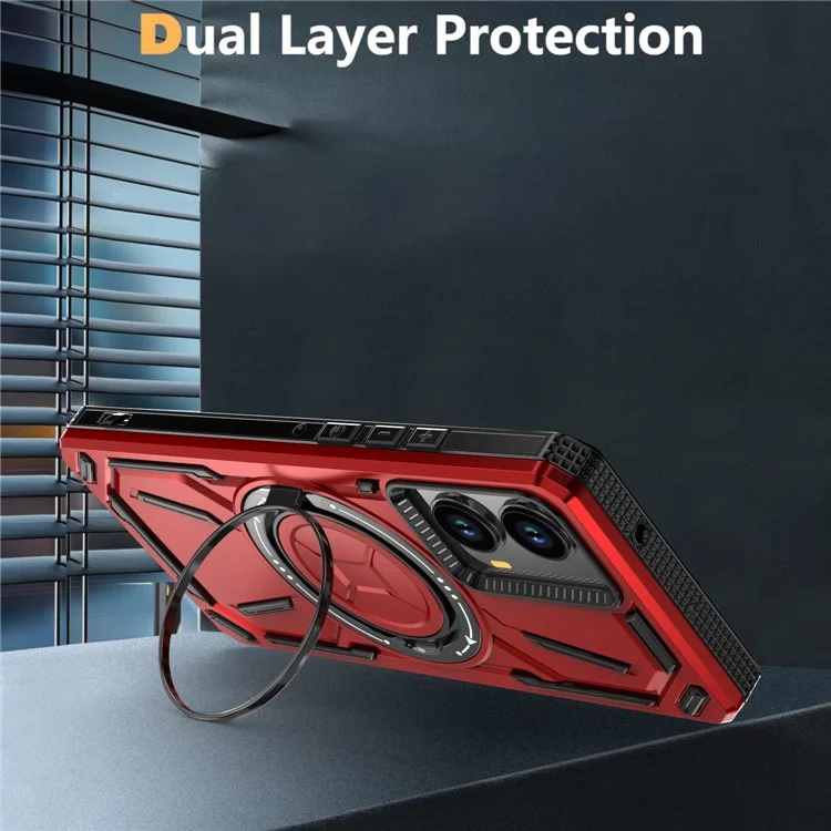 Pour Motorola Edge (2024) 5G Étui Compatible avec MagSafe Support Kickstand TPU+PC Housse de Téléphone - Rouge
