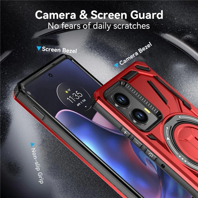 Pour Motorola Edge (2024) 5G Étui Compatible avec MagSafe Support Kickstand TPU+PC Housse de Téléphone - Rouge
