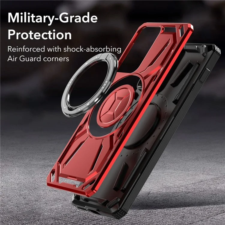 Pour Motorola Edge (2024) 5G Étui Compatible avec MagSafe Support Kickstand TPU+PC Housse de Téléphone - Rouge