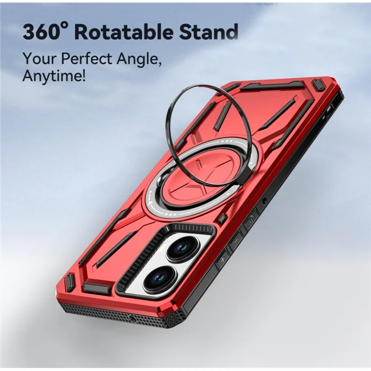 Pour Motorola Edge (2024) 5G Étui Compatible avec MagSafe Support Kickstand TPU+PC Housse de Téléphone - Rouge