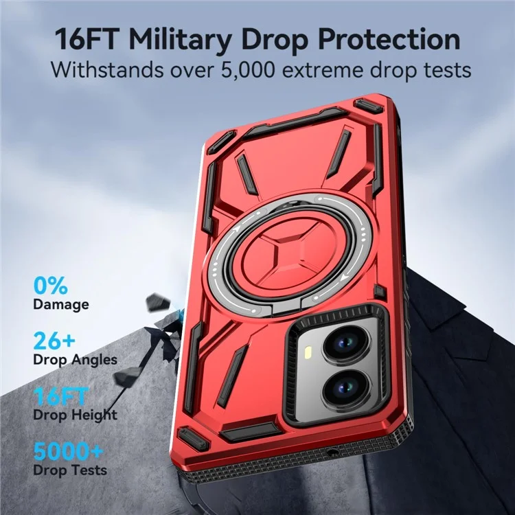 Pour Motorola Edge (2024) 5G Étui Compatible avec MagSafe Support Kickstand TPU+PC Housse de Téléphone - Rouge