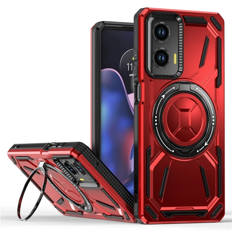 Für Motorola Moto G Stylus 5G (2024) Hülle Kompatibel mit MagSafe Ständer TPU+PC Handyhülle - Rot