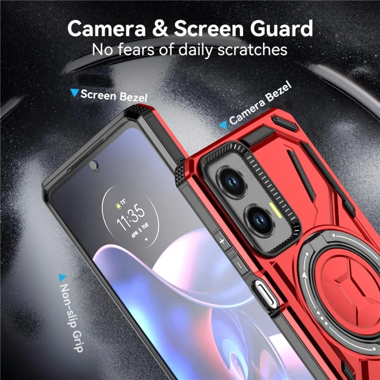 Für Motorola Moto G Stylus 5G (2024) Hülle Kompatibel mit MagSafe Ständer TPU+PC Handyhülle - Rot