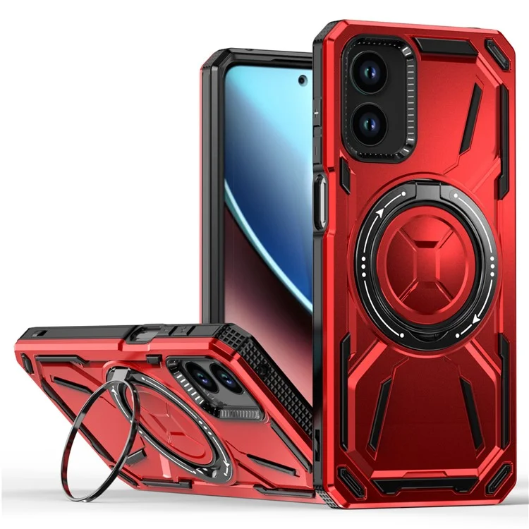 For Motorola Moto G Play (2024) 4G Kickstand Case Hybrid Magnetic Phone Cover - Red