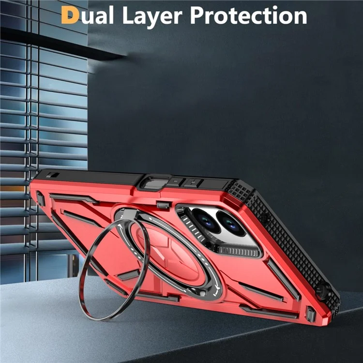 For Motorola Moto G Play (2024) 4G Kickstand Case Hybrid Magnetic Phone Cover - Red