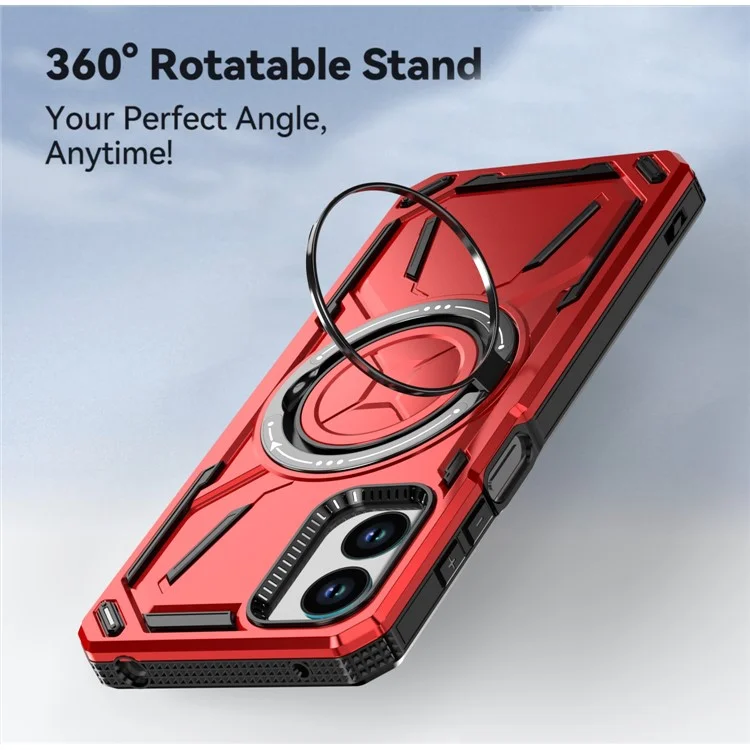 For Motorola Moto G Play (2024) 4G Kickstand Case Hybrid Magnetic Phone Cover - Red