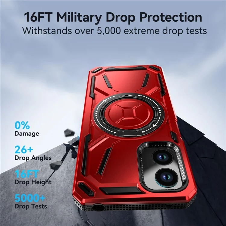 For Motorola Moto G Play (2024) 4G Kickstand Case Hybrid Magnetic Phone Cover - Red